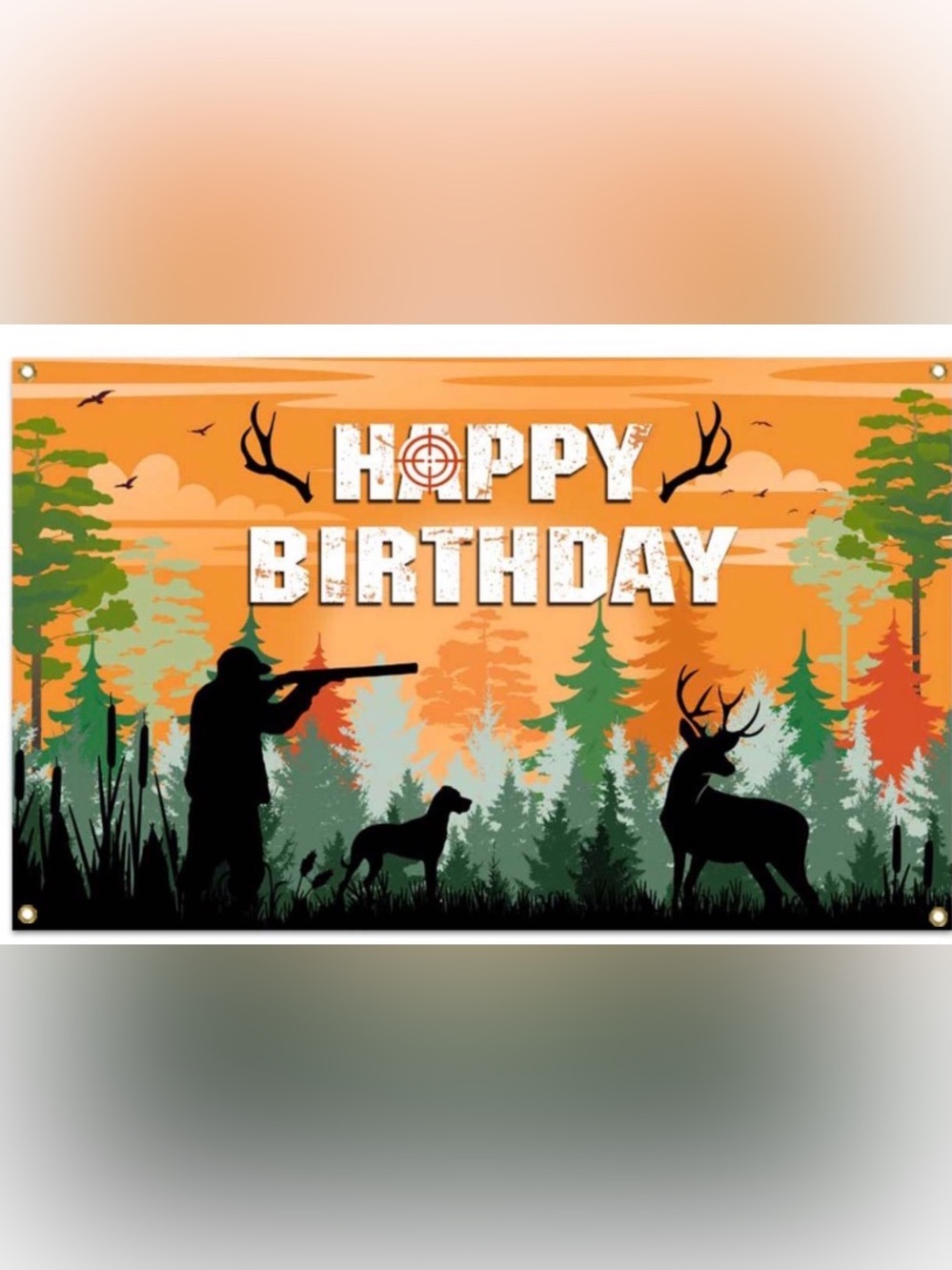 Happy Birthday Hunting Scene Banner - Orange
